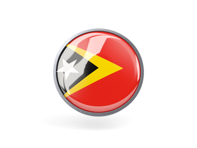 Metal framed round icon. Download flag icon of East Timor at PNG format