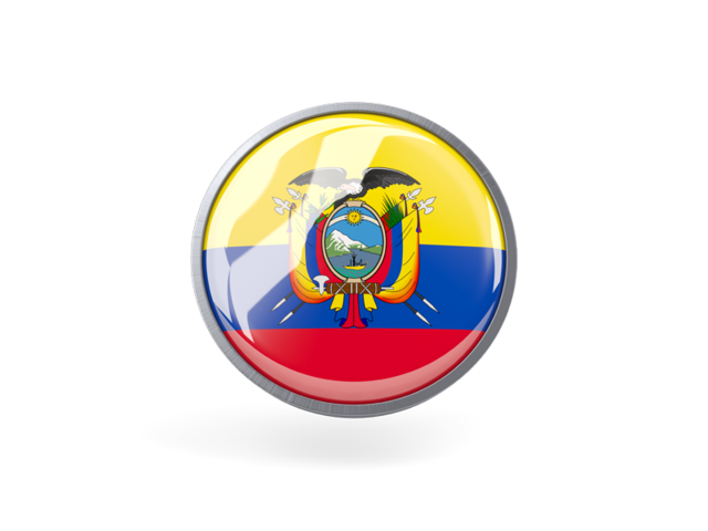 Metal framed round icon. Download flag icon of Ecuador at PNG format