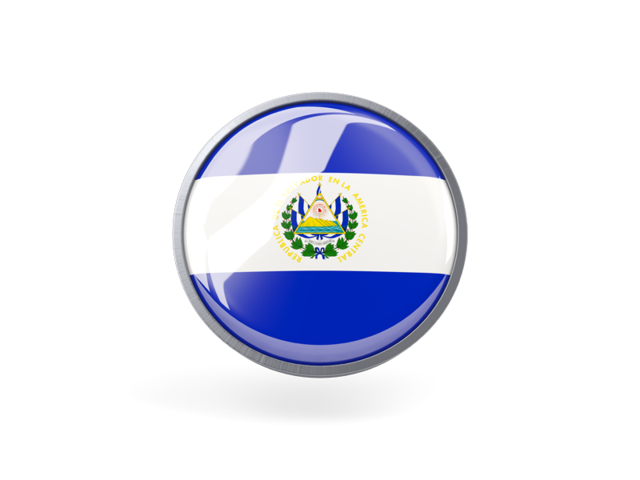 Круглая иконка с металлической рамкой. Скачать флаг. Сальвадор