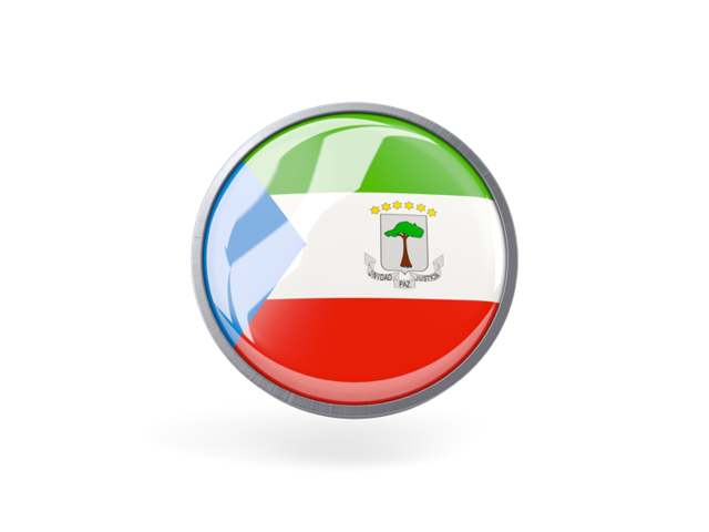 Круглая иконка с металлической рамкой. Скачать флаг. Экваториальная Гвинея