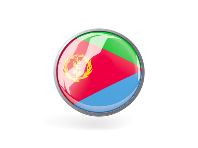 Metal framed round icon. Download flag icon of Eritrea at PNG format