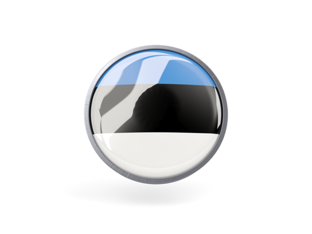 Metal framed round icon. Download flag icon of Estonia at PNG format