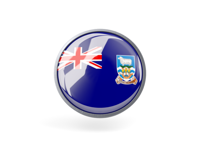 Metal framed round icon. Download flag icon of Falkland Islands at PNG format