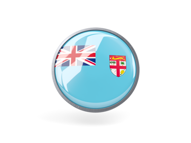Metal framed round icon. Download flag icon of Fiji at PNG format