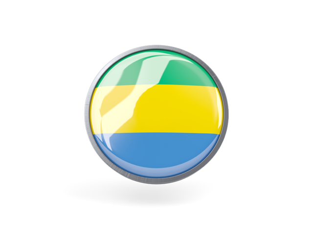 Metal framed round icon. Download flag icon of Gabon at PNG format