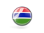 Gambia. Metal framed round icon. Download icon.