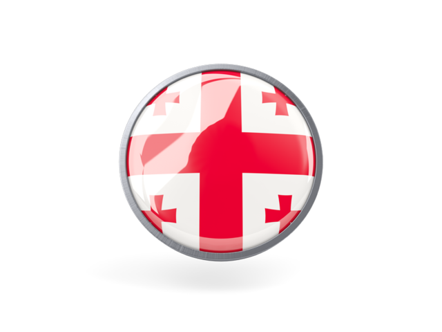 Metal framed round icon. Download flag icon of Georgia at PNG format