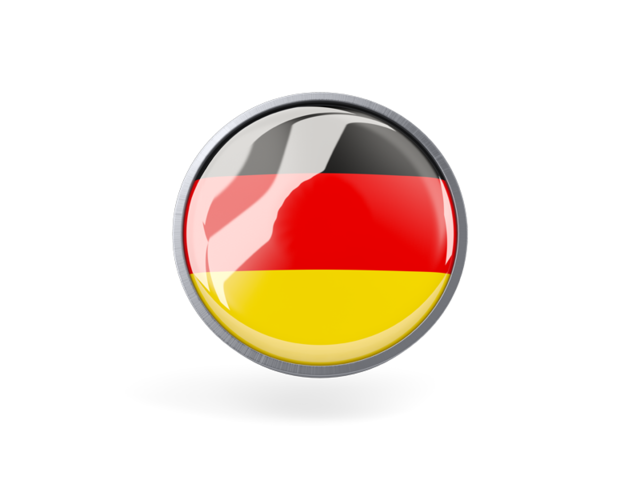 Круглая иконка с металлической рамкой. Скачать флаг. Германия