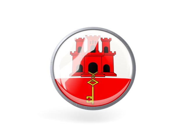 Metal framed round icon. Download flag icon of Gibraltar at PNG format