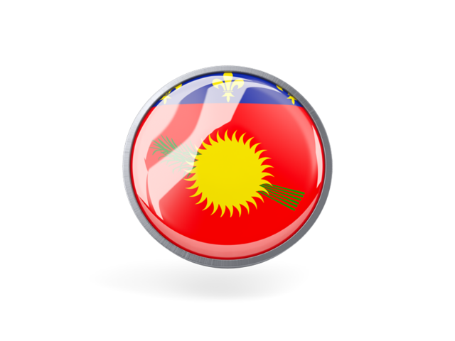 Metal framed round icon. Download flag icon of Guadeloupe at PNG format