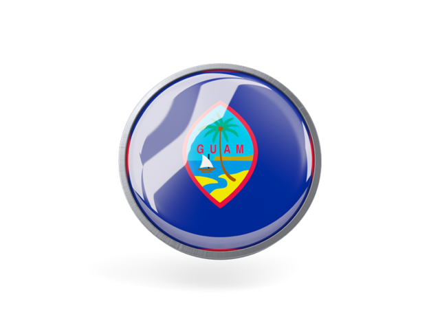 Metal framed round icon. Download flag icon of Guam at PNG format