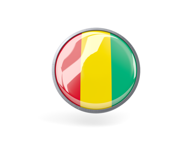 Metal framed round icon. Download flag icon of Guinea at PNG format