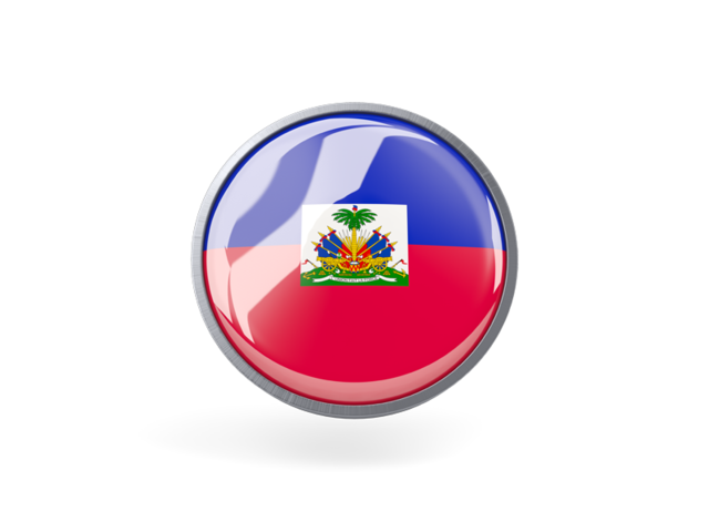 Metal framed round icon. Download flag icon of Haiti at PNG format