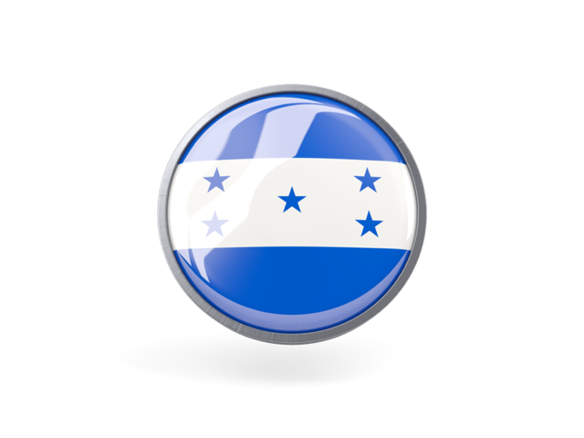 Круглая иконка с металлической рамкой. Скачать флаг. Гондурас