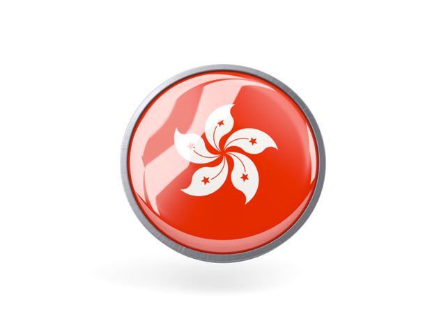 Metal framed round icon. Download flag icon of Hong Kong at PNG format