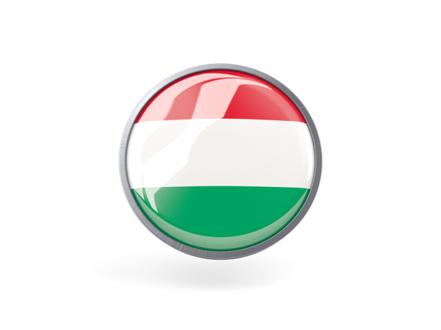 Metal framed round icon. Download flag icon of Hungary at PNG format
