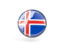 Iceland. Metal framed round icon. Download icon.