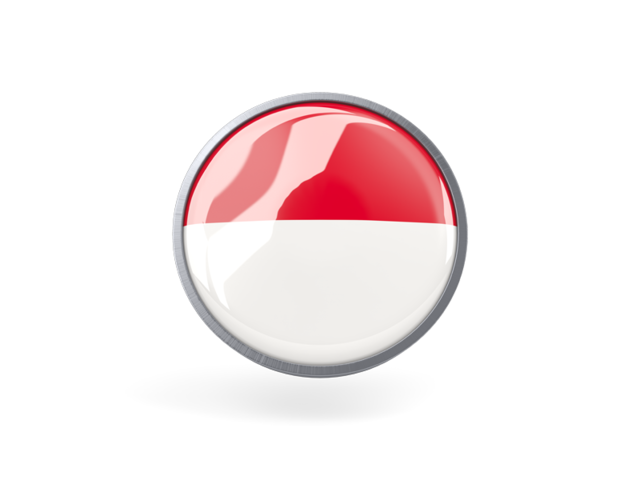 Круглая иконка с металлической рамкой. Скачать флаг. Индонезия