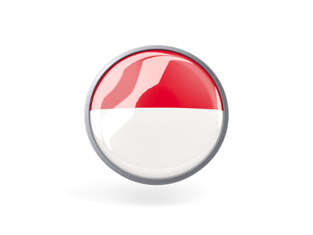 Metal Framed Round Icon Illustration Of Flag Of Indonesia