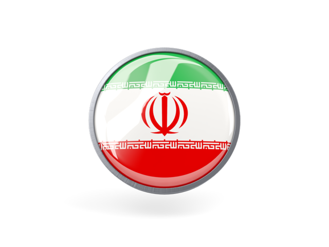 Metal framed round icon. Download flag icon of Iran at PNG format