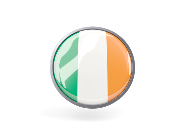 Metal framed round icon. Download flag icon of Ireland at PNG format