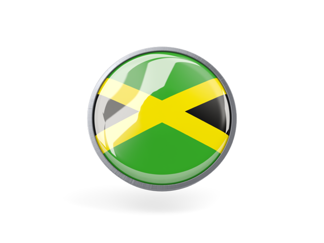 Круглая иконка с металлической рамкой. Скачать флаг. Ямайка