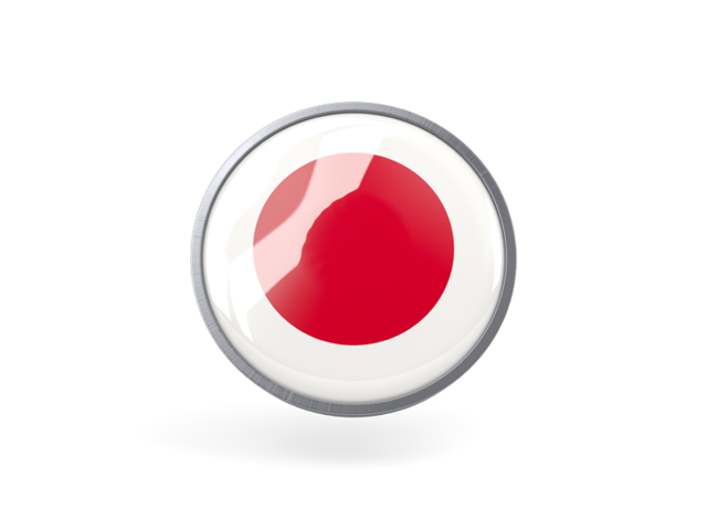 Metal framed round icon. Download flag icon of Japan at PNG format