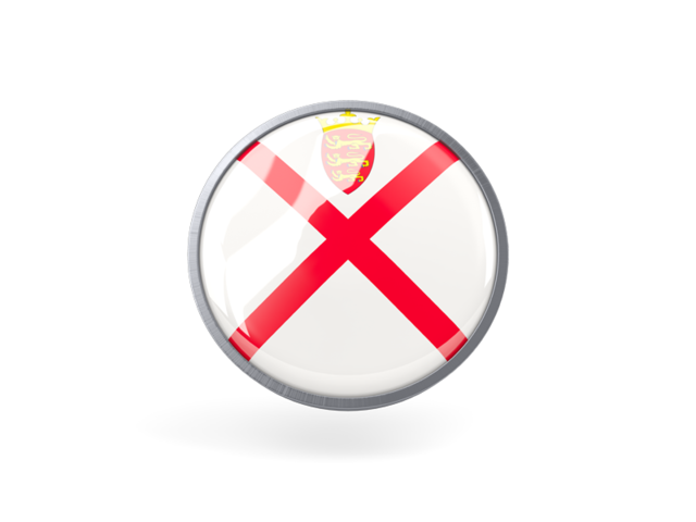 Metal framed round icon. Download flag icon of Jersey at PNG format