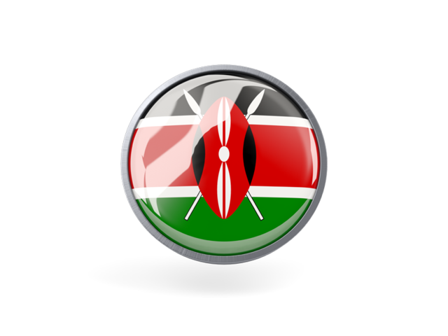 Metal framed round icon. Download flag icon of Kenya at PNG format