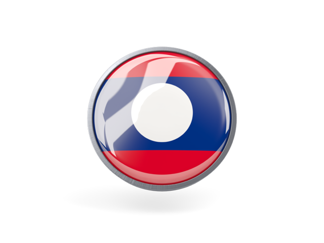 Metal framed round icon. Download flag icon of Laos at PNG format