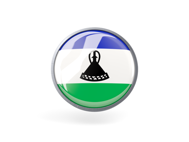 Metal framed round icon. Download flag icon of Lesotho at PNG format