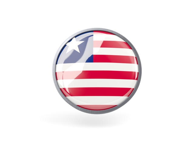 Metal framed round icon. Download flag icon of Liberia at PNG format