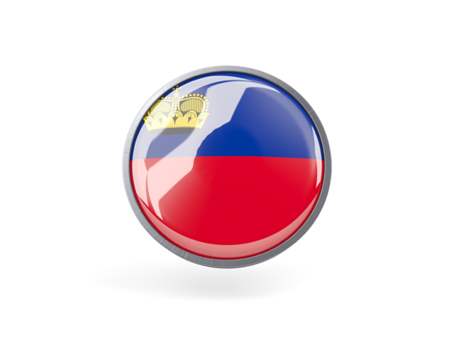 Metal framed round icon. Download flag icon of Liechtenstein at PNG format