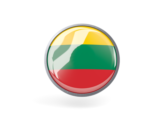 Круглая иконка с металлической рамкой. Скачать флаг. Литва