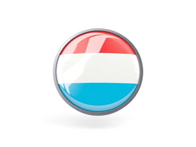 Круглая иконка с металлической рамкой. Скачать флаг. Люксембург