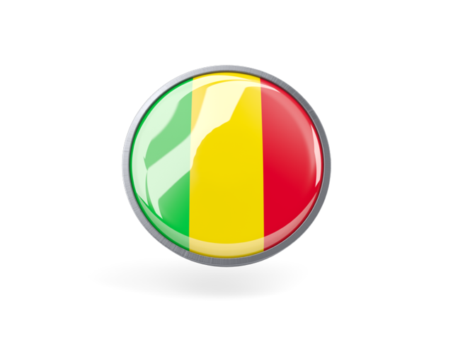 Metal framed round icon. Download flag icon of Mali at PNG format