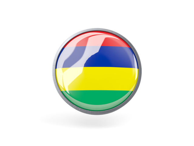 Metal framed round icon. Download flag icon of Mauritius at PNG format