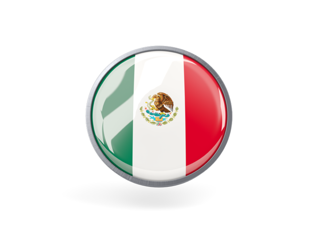 Metal framed round icon. Download flag icon of Mexico at PNG format