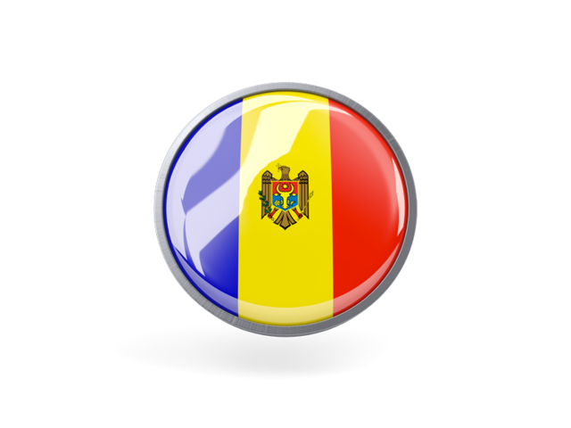 Круглая иконка с металлической рамкой. Скачать флаг. Молдавия