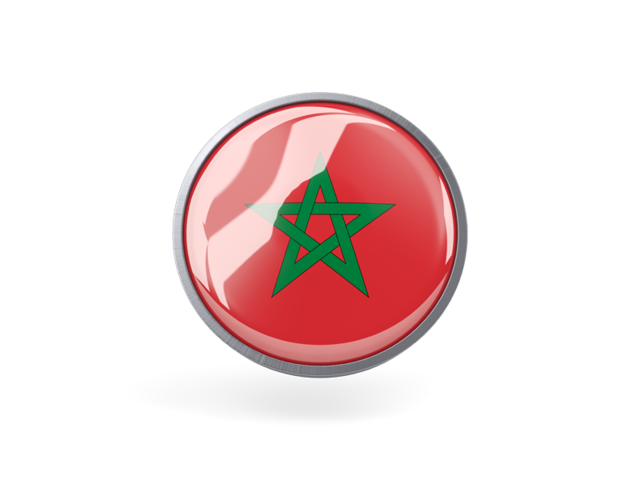 Metal framed round icon. Download flag icon of Morocco at PNG format