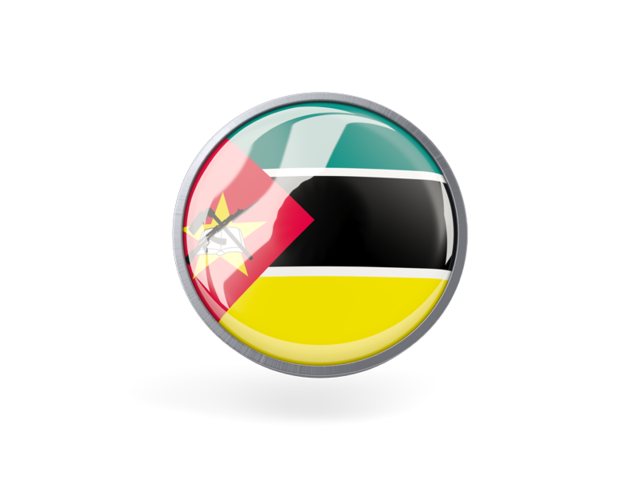 Metal framed round icon. Download flag icon of Mozambique at PNG format