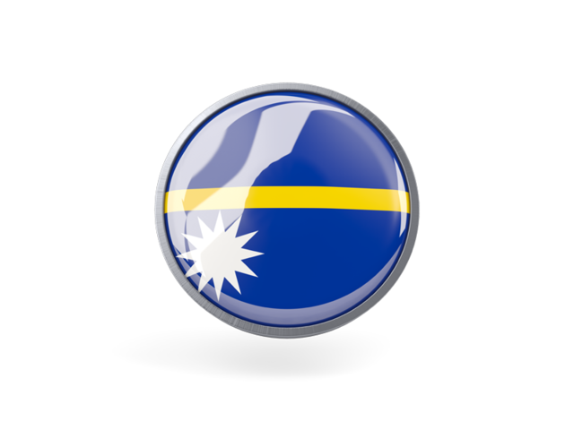 Круглая иконка с металлической рамкой. Скачать флаг. Науру