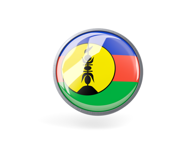 Metal framed round icon. Download flag icon of New Caledonia at PNG format
