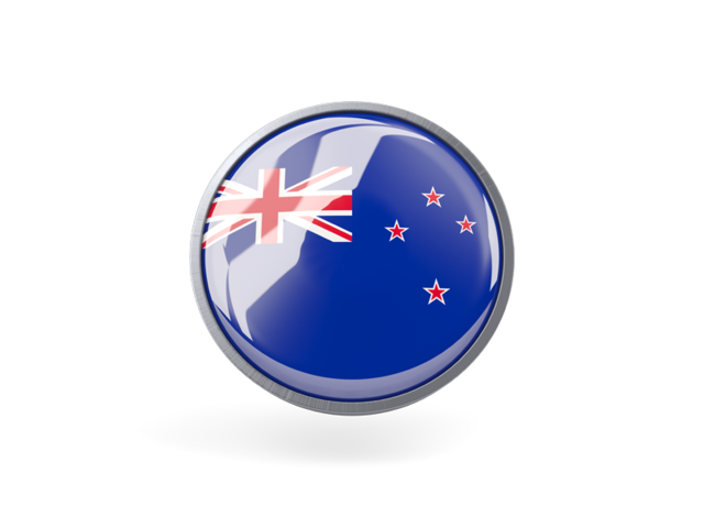 Metal framed round icon. Download flag icon of New Zealand at PNG format