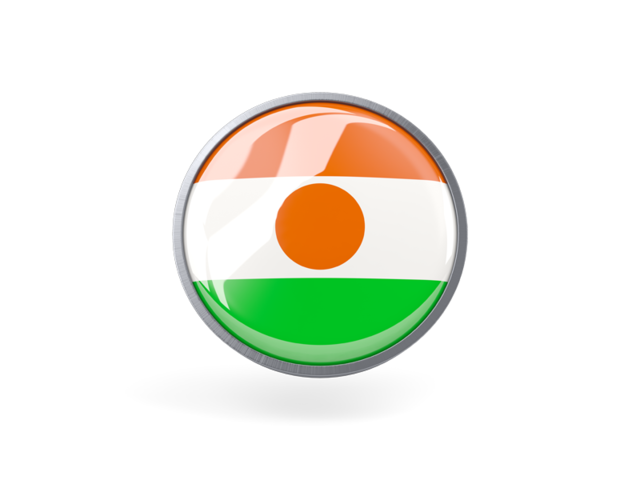 Metal framed round icon. Download flag icon of Niger at PNG format