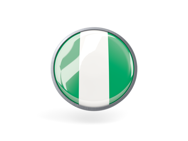 Круглая иконка с металлической рамкой. Скачать флаг. Нигерия