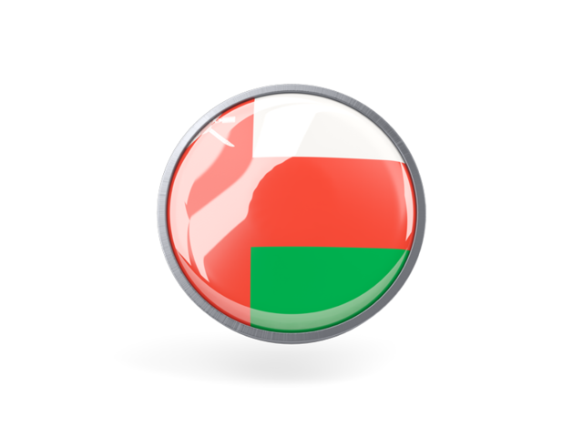 Круглая иконка с металлической рамкой. Скачать флаг. Оман