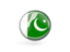 Pakistan. Metal framed round icon. Download icon.