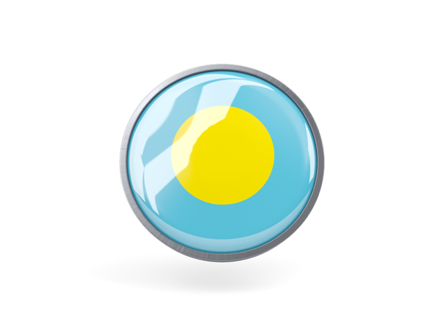 Metal framed round icon. Download flag icon of Palau at PNG format