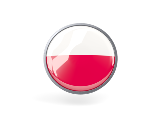 Metal framed round icon. Download flag icon of Poland at PNG format